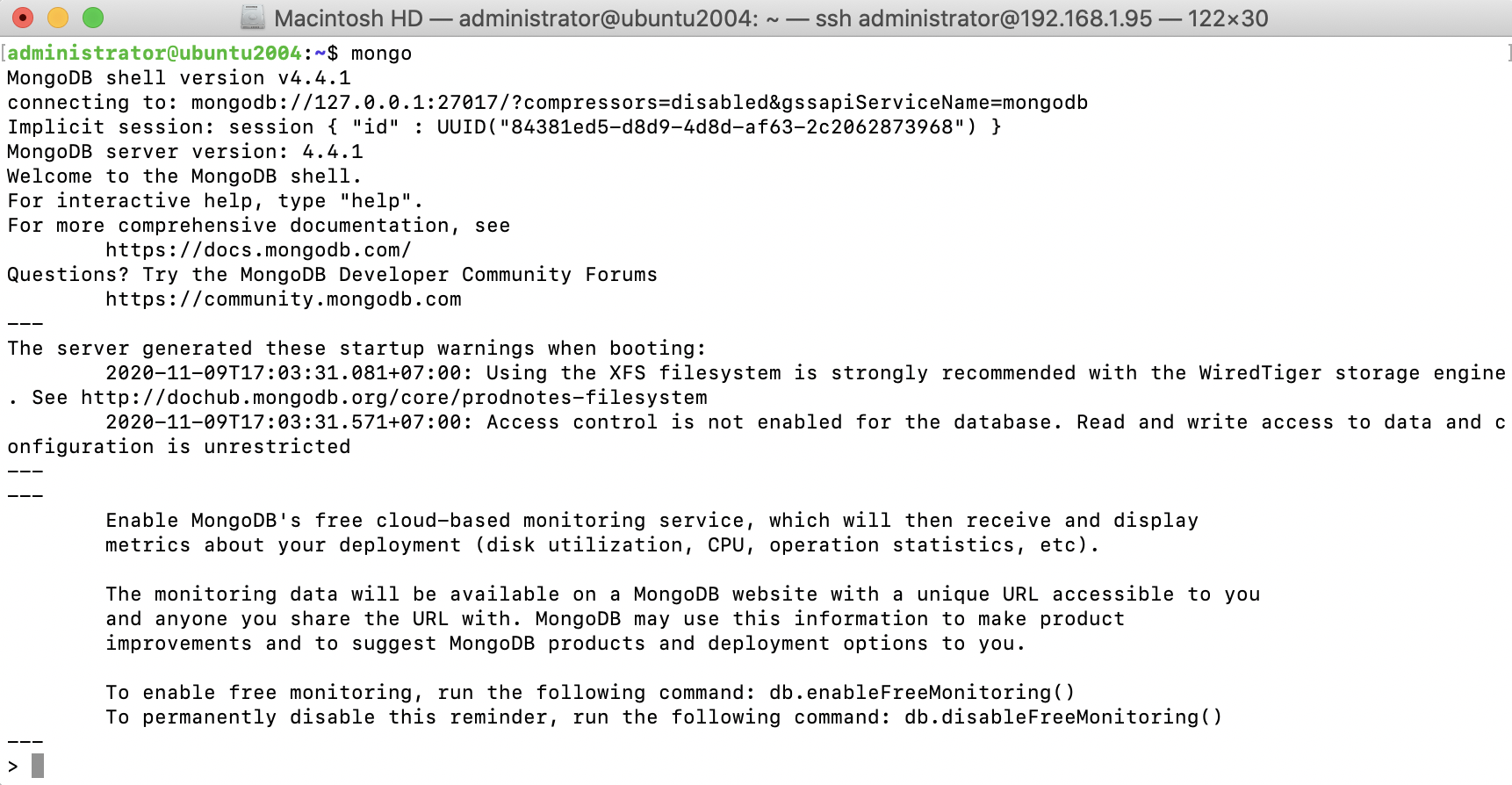 start mongodb server